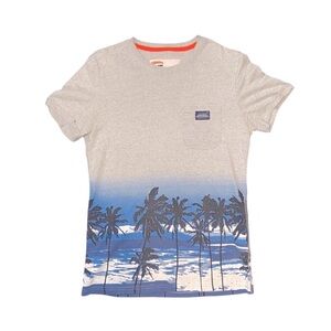 Superdry Short Sleeve Shirt Beach Waves Small Grey Blue